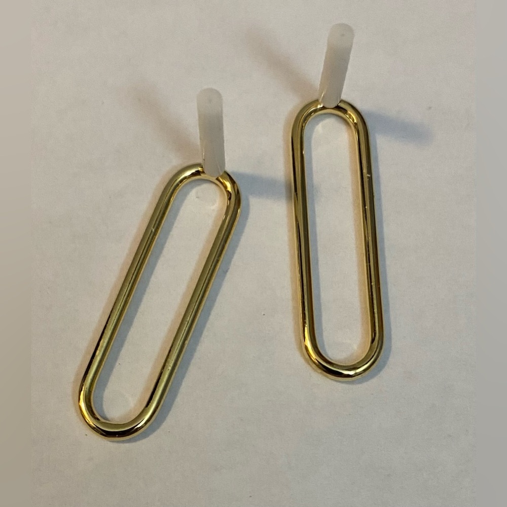 NEW Gold plated paperclip earrings, 925SS post